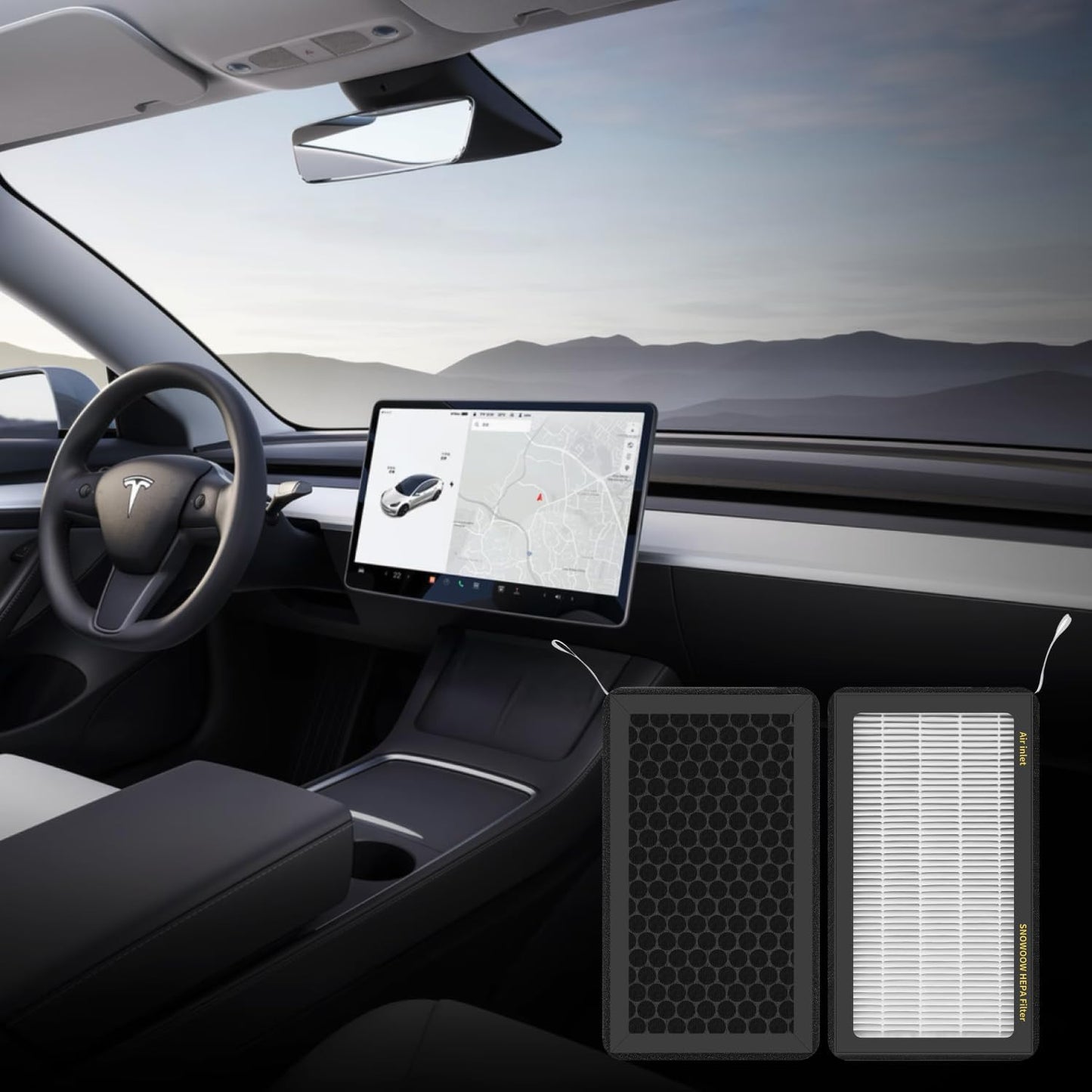 Tesla Model 3 Model Y Air Filter HEPA 2 Pack with Activated Carbon Tesla Cabin Air Filter Replacement (2016-2025)